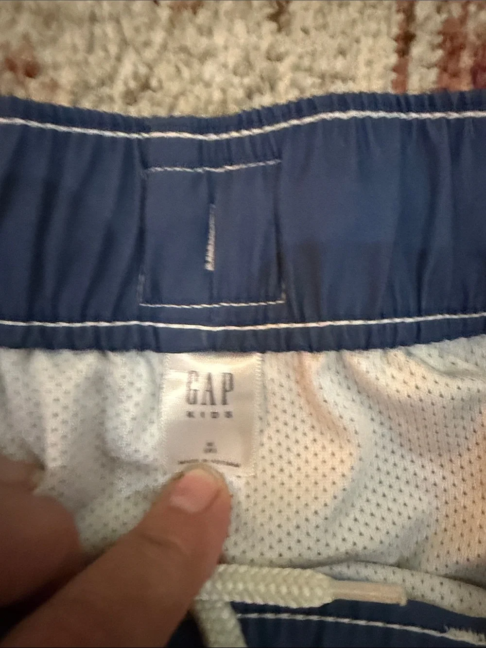 GAP Kids Blue Swim Shorts with White Trim and Red Stripe